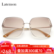 浪特梦（Latemon）21新款太阳镜女多边素颜眼镜切边墨镜J32050 C亮银框渐进茶片（高清尼龙）