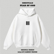 FEAR OF GOD ESSENTIALS官i方旗艦i店FEAR OF GOD主线FOG新款联名植绒印花连帽卫衣男女帽 白色 高品质 2XL