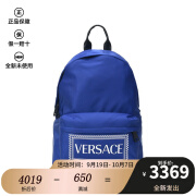 奢侈品男包 VERSACE 范思哲 男士织物双肩包 DFZ5350 DNYVER D72WN 蓝色LOGO图案