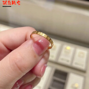 诺岛素圈18K金戒指钛钢镀爱心满圈女ins小众设计时尚简约指环不褪色潮 美号4号