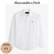 ABERCROMBIE & FITCH男装 美式复古百搭通勤经典小麋鹿长袖府绸衬衫 KI125-3252 白色2 XS 170/84A，【推荐100-120斤】