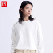 优衣库（UNIQLO）男圆领T恤AIRism长袖休闲经典纯色时尚新款百搭男士套头衫469922 00白色 	 175/100A(L)