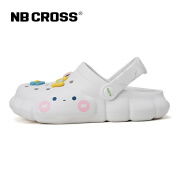 NB CROSS夏季新款洞洞鞋女卡通配饰沙滩鞋外穿包头拖鞋 2135白色 35/36