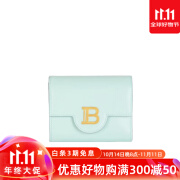 巴尔曼（BALMAIN）按扣开合翻盖式三折钱包 金属徽标经典皮质多隔层插袋零钱包 女款 蓝色 均码