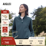 AIGLE艾高抓绒衣2024秋季新品保暖耐穿半拉链立领落肩外套女士 浅藏青色 BE071 38