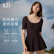 弈姿女士泳衣连体游泳衣显瘦泳装大码泳衣女 EZI21W136 灰紫色 XL