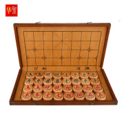 华圣中国象棋套装加厚榉木实木雕花象棋5.0公分 皮革折叠象棋盒ZX-018 5公分榉木象棋+皮革折叠棋盘