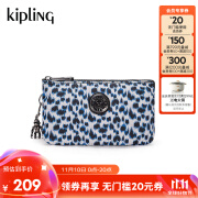 Kipling女2024春季新款钱包卡包手拿包|CREATIVITY L 白底花豹印花