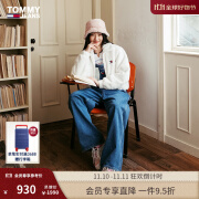 TOMMY JEANS【毛绒棉服】24新款秋冬女装潮流翻领毛绒短款夹克外套19523 白色YBI M