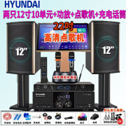 HYUNDAI现代家庭KTV音响套装卡拉OK机家用客厅K歌功放音箱影院点歌机全套 大功率十二寸专业声卡美声版+22吋语音点歌机