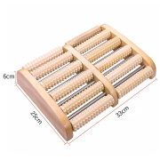 足底按摩垫木质家用脚底按摩器滚轮式实脚部足部穴位滚珠足底按摩 六排大号升级钢管款