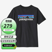 PATAGONIA儿童 P-6 Logo户外休闲有机棉透气圆领短袖T恤 巴塔哥尼亚62163 62163INBK墨黑色 L（身高140-150）