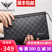 WILLIAMPOLO英皇保罗男士手包男商务信封包拉链手拿包送男友父亲生日礼物 黑色