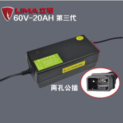 立马适配电动车充电器48V12Ah20Ah60v72v公插两孔2孔铅酸 立马60V20Ah三代脉冲款-两孔