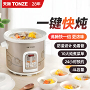 天际（TONZE）电炖锅家用全自动智能4L陶瓷煲汤锅电用多功能快速煮粥神器快炖电炖锅煮粥神器炖汤锅熬粥锅 20CWD 香槟金4L -约12碗