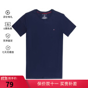 汤米希尔费格（Tommy Hilfiger） 男士左胸小logo圆领短袖T恤 藏蓝色09T3139-410 S