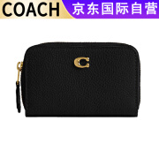 蔻驰（COACH）女士简约纯色零钱包CR551 b4黑色 6.8x1.9x10.9CM 