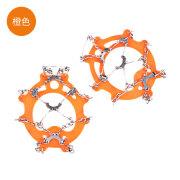 FirstTravel户外冰爪 防滑鞋套雪地登山鞋钉链 攀岩装备雪爪10齿不锈冰抓 10齿不锈钢：橙色（均码款35-45码穿）