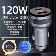 乐迪智美120w全协议车充适用vivoiqoo华为荣耀一加苹果小米车载快充80w67w 120w全协议快充车充