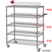强运机械SMT物料车镀铬货架料盘单双峰周转碳钢网线移动推车储物架 0.9*0.45*1.5m3双1单1平+轮把手