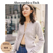 ABERCROMBIE & FITCH女装 24秋冬新款经典小麋鹿绞花毛衣外套针织开衫KI150-4294 灰色 M (165/96A)