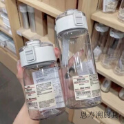 恩寿溯无印平替塑料杯耐高温便携水杯ins风简洁杯子学生杯 +550ml 350ml 提绳+标签+茶漏