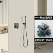 汉斯格雅（Hansgrohe）恒温入墙式花洒暗装热熔全铜预埋黑色枪灰嵌入式淋浴套装 单功能枪灰色