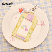 vanwalk×CAREBEARS联名 爱心小熊卡套校园卡爱豆照片小卡片挂件 星星黄卡套