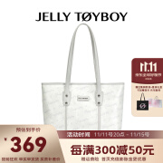 JellyToyboy包包女包JTB漫步包2024秋新款通勤大容量单肩包女士托特包 白灰色 中包