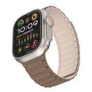 适用苹果手表表带磁吸硅胶applewatch9Ultra撞色工装表带跨境 褐杏色 42444549mm通用