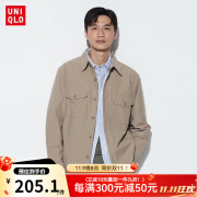 优衣库（UNIQLO）男士衬衫 秋冬款简约宽松工装薄外套 日常通勤休闲衬衣464935 31米色 	 180/108B(XL)