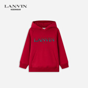 浪凡（LANVIN）2024秋季新品儿童连帽套头刺绣LOGO卫衣运动休闲外套 砖红色 06A