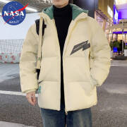 NASA ABOUT2024新款羽绒服假两件男士子冬季款加绒加厚男生面包服冬天装外套 F61米白色 (升级加厚保暖款) M