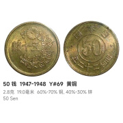 二战后1945年后日本硬币银币铜币镍币铝币世界外国钱币收藏亚洲 1947-1948年樱花五十钱铜币