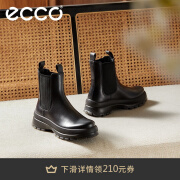 爱步（ECCO）厚底切尔西靴女 24年秋冬新品一脚蹬女靴中筒牛皮靴 踪迹220753 黑色22075301001 38