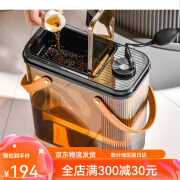 慕质茶水桶家用茶渣过滤废水桶茶道茶具配件排水管茶叶茶水分离垃圾桶 按压盖-浅茶色高颜值通透PET