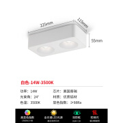 繁简led明装射灯客厅卧室走廊无主灯照明cob吸顶式双头斗胆灯 14W白色3500k-24°