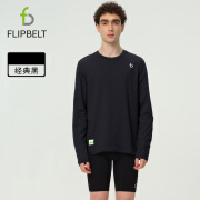 Flipbelt长袖t恤男秋冬透气健身瑜伽跑步运动上衣休闲圆领速干 经典黑 S 