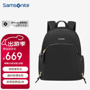 新秀丽（Samsonite）14英寸笔记本电脑双肩包帆布大容量书包女士商务通勤出差旅行背包 黑色