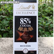 瑞士莲（lindt）（Lindt） dark chocolate瑞士莲草莓薄荷海盐夹心巧克力零食 瑞 盒装 100g 85% cocoa可可黑巧