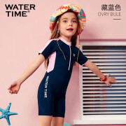 WATERTIME儿童泳衣女孩连体专业训练中大童游泳衣2024新款泳装 藏青色 8(身高122-131cm体重22-27kg）