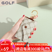 高尔夫（GOLF）钥匙包女多功能锁匙包小巧迷你钥匙扣卡包钥匙包二合一 米白配棕色