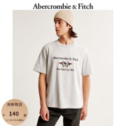 ABERCROMBIE & FITCH男装 24夏款潮流重磅宽松重磅时尚小麋鹿圆领T恤 KI123-4009 浅灰色 XL (180/116A)