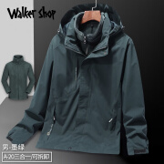 Walker Shop品牌冲锋衣男2024新款户外三合一冲锋衣情侣户外防风防水夹克外套 墨绿【三合一】 2XL