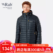 Rab 男士700篷修身连帽户外运动休闲轻质疏水抗撕羽绒服467g QDB-12 黑灰色 M