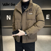 Walker Shop 男士羽绒服冬季新款潮流立领轻薄保暖短款夹克外套 咖色 XL