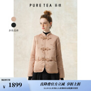 茶·愫【锦绣云霞】puretea茶愫立体提花羽绒服女中式编织盘扣2024冬新 粉杏 M