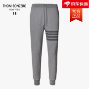 THOM BONZEROTB美式经典中灰色四条杠卫裤男女轻奢汤姆潮牌运动休闲男长裤 中灰色 00码/26 (100斤内)