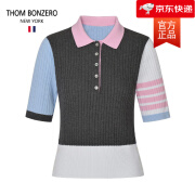 THOM BONZEROTB时尚撞色针织女半袖POLO衫欧美潮流汤姆潮牌翻领五分袖中袖 如图 36码/XS (85斤内)