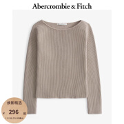 ABERCROMBIE & FITCH女装 24秋冬新款辣妹简约船领百搭毛衣长袖针织衫KI150-4258 棕褐色 XS (160/84A)